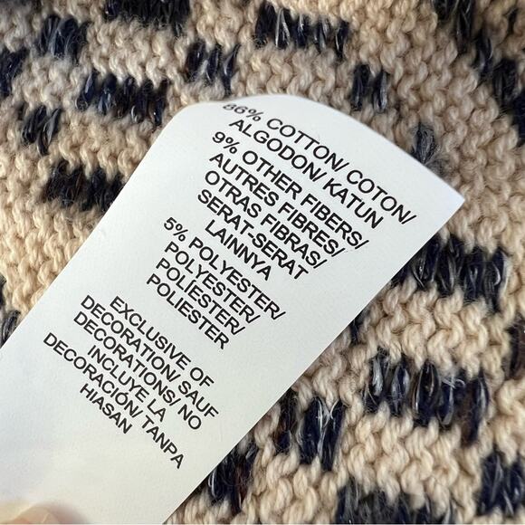 Lucky Brand Aztec Tweed Blazer Size Small Fringe Blue and Cream Knit - Picture 5 of 6